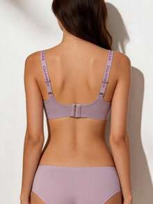 Wireless Jelly Support Camisole Bra, Letter Strap, Anti-Sagging, U-Back Fixed Cup - Pink - View 5