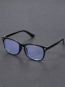 1 Pair Men's Minimalist Modern Small Wing Embedded Transparent Glasses Set, Suitable For Daily Wear, Office, Watching TV, Gaming, Phone Decoration, Etc. - Clear - View 2