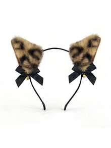 1pc Cat Ear Headband, Leopard Print Party Hair Accessory, Photo Prop, Halloween Costume Decoration - Multicolor - View 8