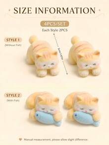 4pcs Cute Cat Hair Clip Set, Kawaii Cartoon Animal Hair Clips, Sweet And Lovely Girls Decorative Hair Accessories For Daily Wear - Multicolor - View 3