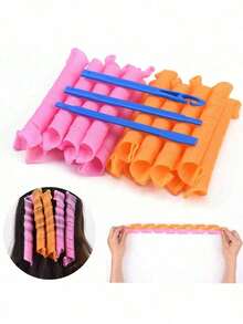 20pcs Heatless Curling Rods, Spiral Hair Styling Tool With Styling Hook, Magic Curling Rods For Home Use And Hair Salon DIY, Can Create Multiple Hairstyles - Multicolor - View 4