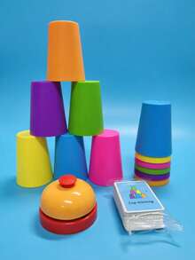 1PC, Stacking Cup Game Set, Two-Player Interactive Desktop Board (Small Cups), Color Classification Training, Holiday Party Gifts (Random Colors), Halloween Decoration Supplies - Multicolor - View 4