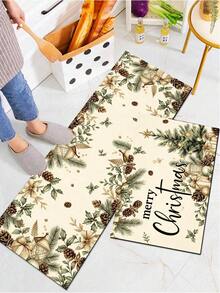 1/2pcs Christmas Floor Mat, Christmas Tree Pattern Merry Christmas Kitchen Rug, Winter Home Decor Low-Key Kitchen Carpet, Christmas Holiday Gift! - Multicolor - View 6