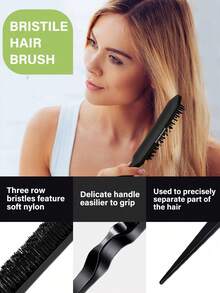 3pcs Hair Brush Set, Includes One Toothed Comb, One Pointed Tail Comb And One Volumizing Brush, Used To Smooth Frizz And Flyaway Hair. - Multicolor - View 7