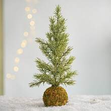 Desktop Christmas Tree, Artificial Pine Tree With Natural Moss Ball Base, Rustic Style Small Christmas Tree Decoration, Suitable For Home, Office Desk, Mantel, Fireplace, Holiday Centerpiece - Multicolor - View 9