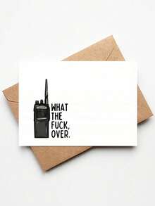 1pc What The F Over Card, Walkie-Talkie Sarcastic Humorous Greeting Card With Envelope, Vintage Radio Illustration Funny Quote Creative Card, Playful Teasing Friendship Joke Card, Fun Humorous Gift Card For Best Friend - Multicolor - View 7