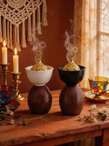1pc Creative Resin Incense Burner With Lifelike Wood Grain. Refined Modern Design, Great Desktop Decor For Meditation, Yoga, Home, Tea Room And Hotel. Creates Soothing Aroma, Perfect For Festivals, Parties And Unique Gifts. - Incense Burner - View 7