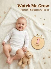 Baby Monthly Milestone Wooden Sign Board, Baby Monthly Milestone Wooden Disc, Baby Milestone Disc - Calendar Poster - View 3