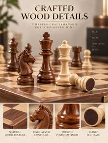 Set Catur Kayu Magnetik dengan Papan Lipat dan Kotak Penyimpanan EVA, Permainan Papan Strategi Klasik dengan Buah Catur Lengkap, Finishing Kayu Alami, Permainan Catur Portabel untuk Perjalanan di Rumah, Kantor, Malam Permainan, Ulang Tahun, Hadiah Liburan, dan Pecinta Catur - MultiWarna - View 5