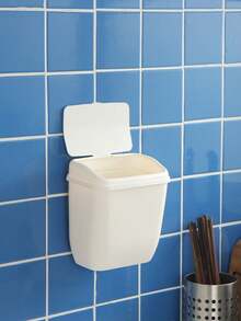 Mini White Plastic Wall-Mounted Trash Can, Small New Year Decorative Style, Suitable For Kitchen, Bathroom And Home - A - View 3