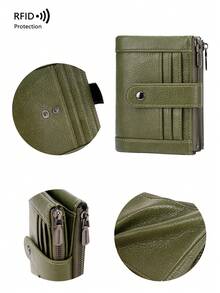 CHARM INFINITE New RFID Anti-Theft Women's Short Wallet, Soft Leather Dual Zipper Clasp Coin Purse, Back Pocket, Multi-Function Multi-Card Slot Travel Small Wallet, Can Hold Credit Cards, Banknotes, Coins, Photos, Phone Cards, Etc., Card Holder Women's Wallet All-In-One Essential For Travel - Multicolor - View 9