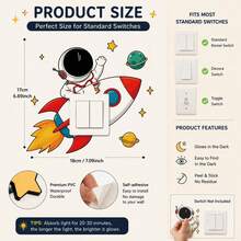 Glow In The Dark Astronaut Space Wall Stickers, Removable Waterproof Vinyl Light Switch Decals, Peel And Stick Decor For Boys Bedroom Playroom Classroom - Astronaut Glow-in-the-dark Stickers - View 11