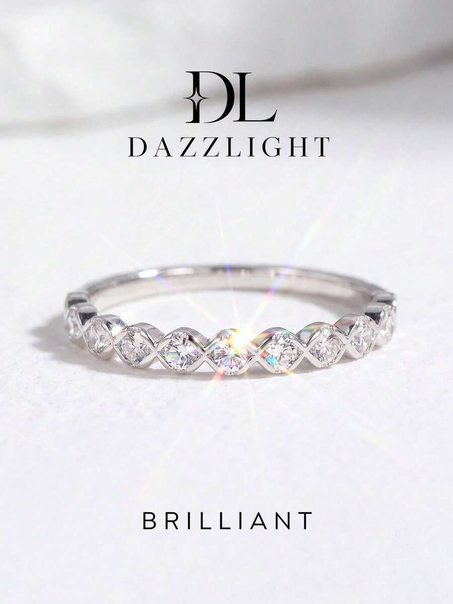 1pc Moissanite Ring Minimalist Full Pave Eternity Band Ring Perfect For Women's Wedding Stacking And Daily Wear - Diamond Moissanite Ring - View 1