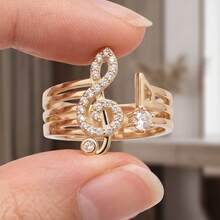 1 Pair Hollow Teardrop Dangle Earrings + Treble Clef Note Open Ring ...