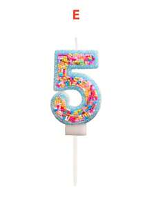 Light Blue Glitter Border Rainbow Candy Birthday Number Candle, Autumn Decor, Souvenir, Camping, Kitchen, Christmas, Party Gift, Kitchenware, Home Decor & Accessories, Party Decoration & Supplies - View 8