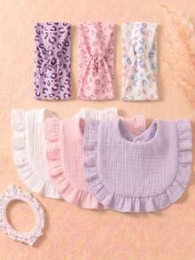 6PCS Girls Pure Cotton Printed Knotted Cute Baby Hair Accessories Candy Color Soft Skin-Friendly Baby Bib Set Suitable For Daily Use - Multicolor - View 5