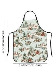 1pc Christmas Forest Deer Pattern Apron, Large Size High Quality Decorative Apron, Suitable For Kitchen And Dining Table, Create Warm Holiday Atmosphere, Perfect Christmas Party Decoration, Holiday Essential - Multicolor 3 - View 6