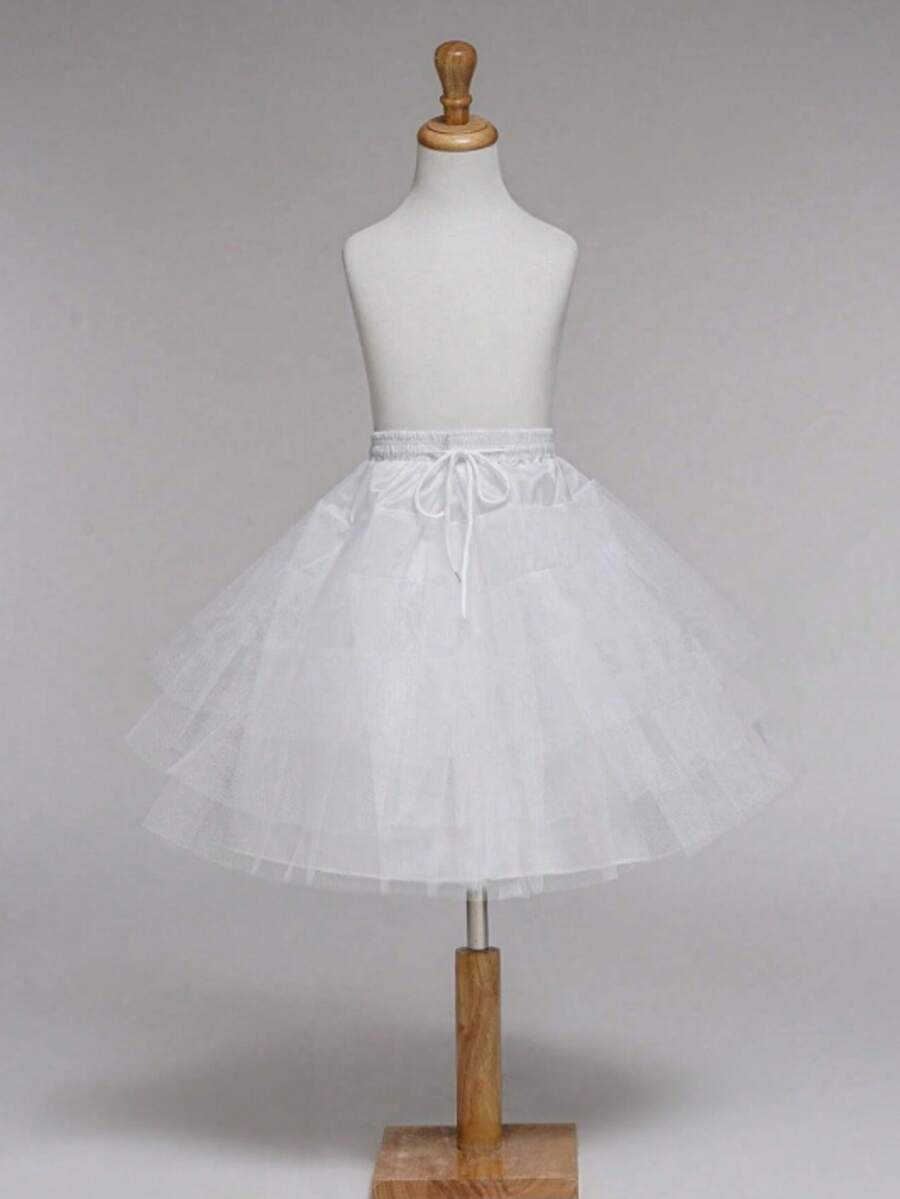 1pc White Ballet Tulle Mini Petticoat, Stiff Mesh Tutu Skirt, Suitable For Dance Performance And Dress Matching - Three-layer Boneless Uneven Skirt Support - View 1