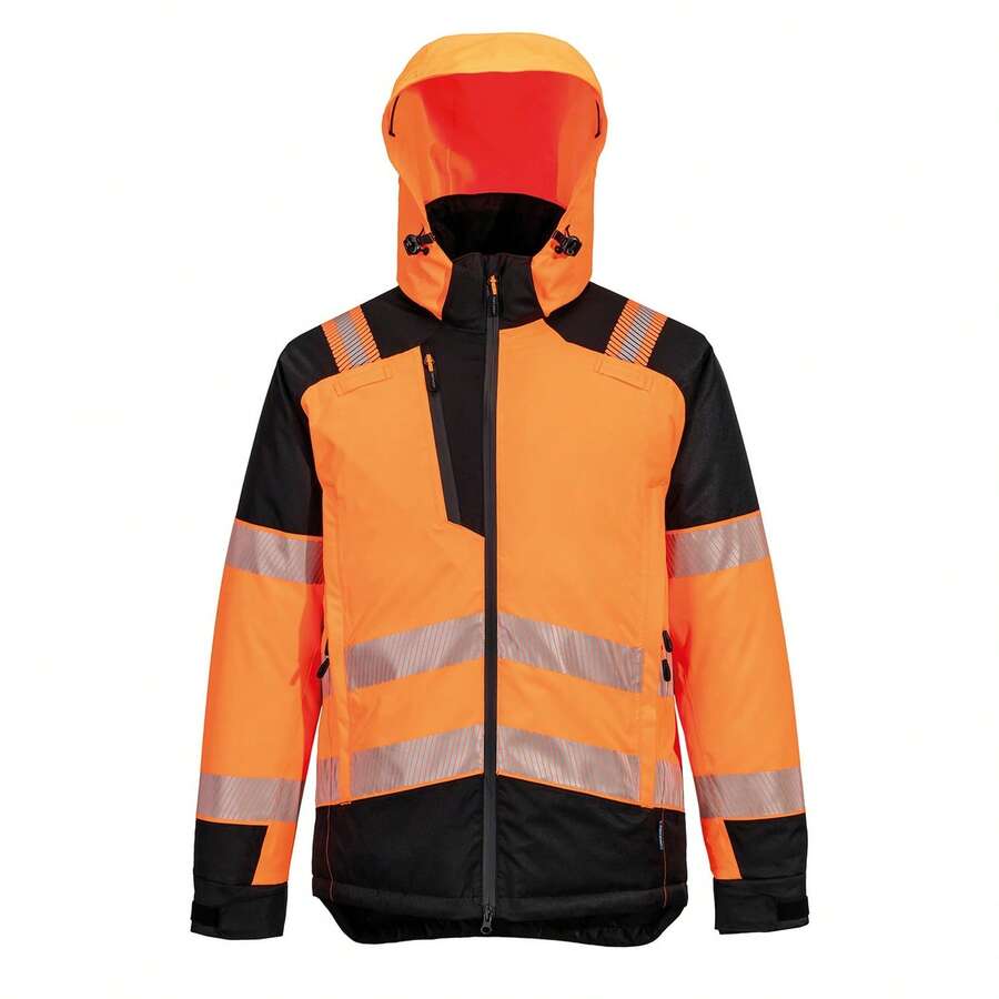 Portwest Mens Hi-Vis Winter Jacket - Orange/Black - View 1