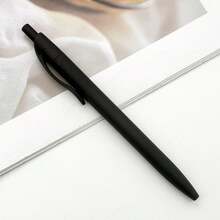 12 Matte Black Retractable Ballpoint Pens; Easy-To-Use Button Design; Minimalist Style; Retractable And Portable; Comfortable Grip; Smooth Writing; Perfect For The Back-To-School Season; Suitable For Bulk Purchases By Schools And Offices. - Simple Black Ballpoint Pen - View 7