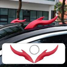 3PCS Car Roof Horn-Shaped Exterior Decor Antenna Ornament 3D Cute Cartoon Creative Personalized Car Body Modification Sticker Christmas Gift Sheep Horn - 3PCS [Dragon Horn + Rhinestone Ring] - View 15