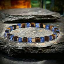 Vintage Style Square Tiger Eye Beaded Bracelet With Gold Spacers, Wealth-Attracting Jewelry To Attract Prosperity And Opportunity, Suitable For Daily Wear And Gifting - Multicolor - View 4