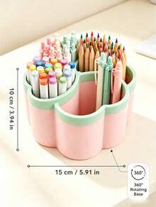 1Pc Four‑Leaf Clover Rotating Pen Holder , 360° Rotatable Large‑Capacity Ins‑Style Desktop Pen Stand, Thickened Desktop Organizer - 4 Large Capacity Storage Compartments, Storage Rack, Suitable For Office Supplies, Back To School, Stationery Rack - Multicolor - View 4