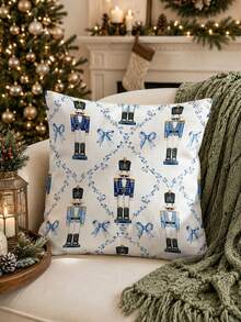Christmas Table Runner Pillow Case Placemat Blue Nutcracker Soldier Bow Farmhouse American Country Style Christmas Decor Dining Table Arrangement Holiday Home Decoration Tablecloth - Multicolor - View 7