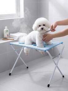 1 PC Portable Foldable Pet Grooming Table, Iron Rust-Proof Painted High Leg Pet Bath Rack, Breathable Mesh Surface, Load Capacity 100kg - Perfect For Bathing, Drying And Grooming Large Dogs And Cats - one-size - View 1