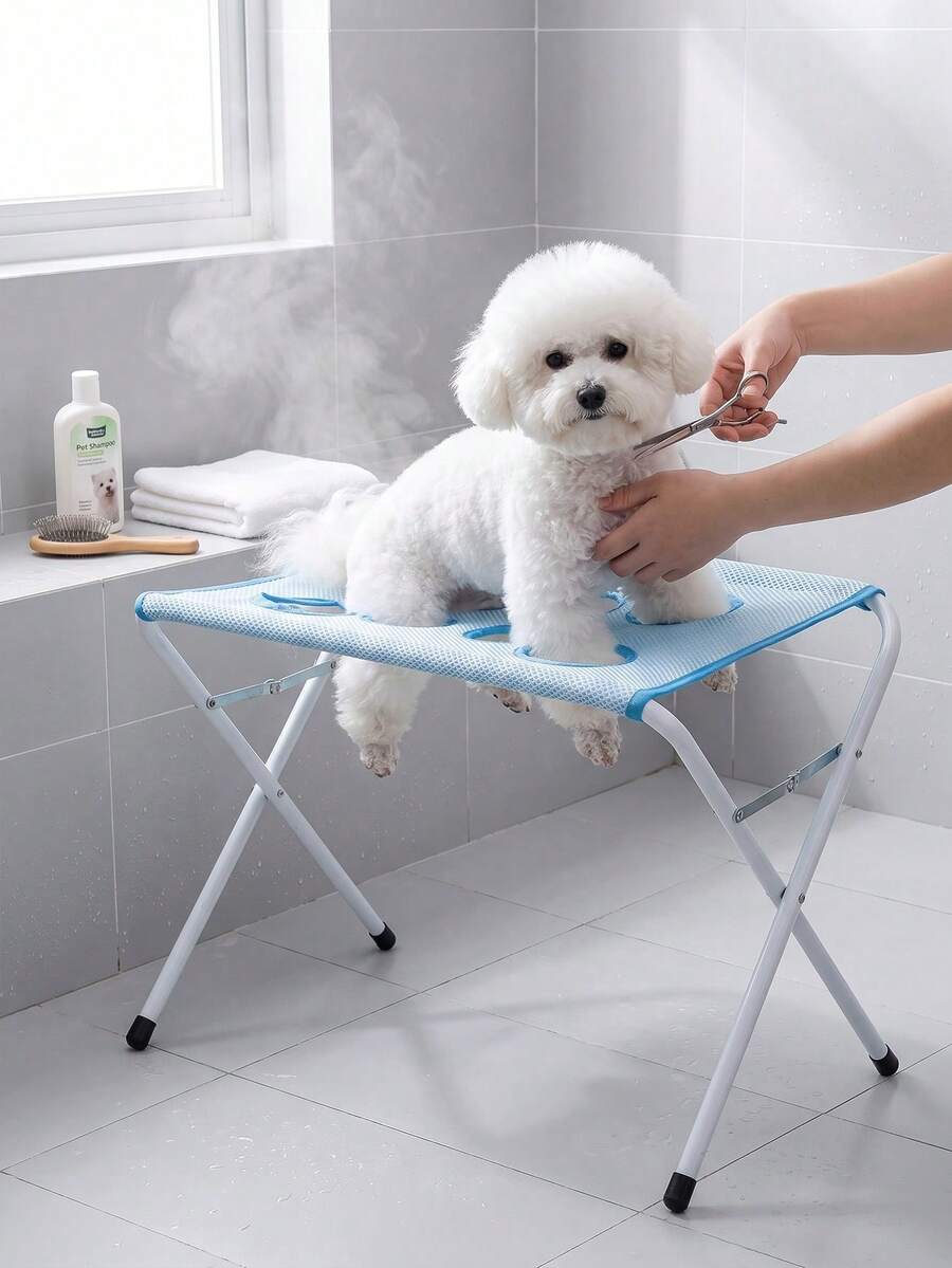 1 PC Portable Foldable Pet Grooming Table, Iron Rust-Proof Painted High Leg Pet Bath Rack, Breathable Mesh Surface, Load Capacity 100kg - Perfect For Bathing, Drying And Grooming Large Dogs And Cats - one-size - View 1