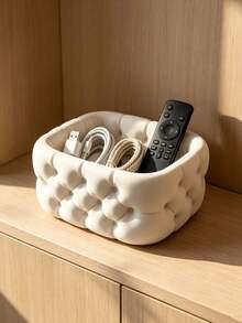 Soft And Mochi-Like Puff-Style Storage Box, Snap-Closure Quilted Texture Replicating Sofa Feel, Round Irregular Shape With Soft Edges, Light Luxury Atmosphere, Suitable For Entryway, Dressing Table, And Coffee Table - Multicolor - View 6