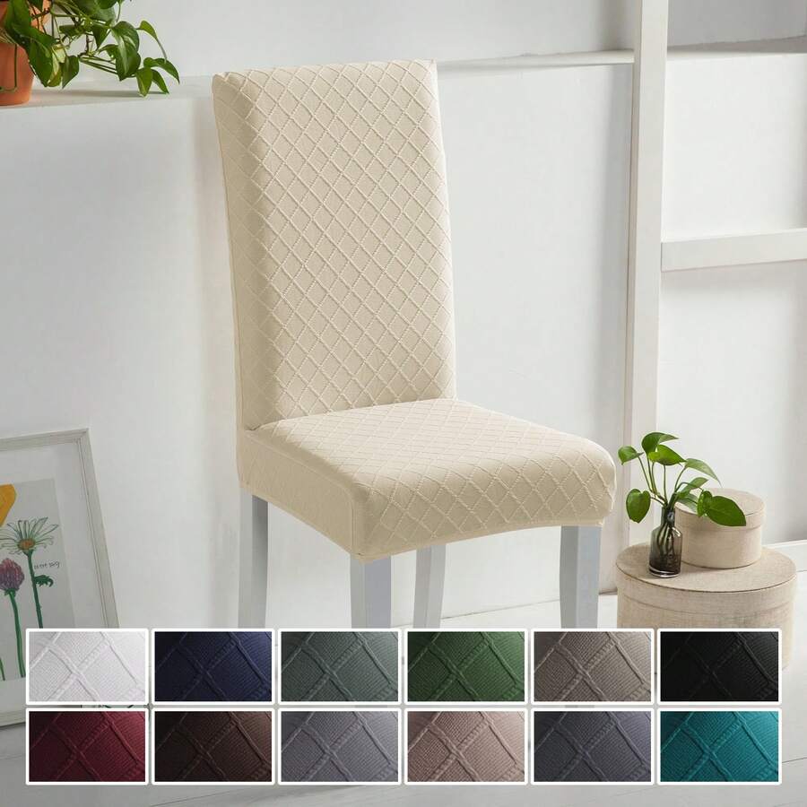 1/2/4/6pcs Jacquard Chair Covers, Decorative Dust-Proof Elastic Full-Coverage Chair Covers, Removable And Washable