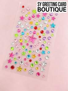 1pc Colorful Faux Crystal Decorative Sticker, Round Diamond + Five-Pointed Star + Heart Multi-Shape Acrylic Self-Adhesive Patch, Surface Embellishment Sticker For Phone Case, Tablet And Other Digital Device Shell Decoration - Decorative Stickers - View 8