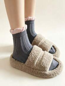 1/3/5/8/10 Pairs Women Sweet Heart & Bow Pattern Fashion Warm Comfortable Mid-Calf Socks - Multicolor - View 7
