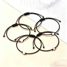 2/5 piezas Pulsera de hilo rojo con corazón, simple, trenzada de colores arcoíris, elástica, para parejas y mejores amigos, temporada de graduación, cuerda para la mano - Multicolor - Ver 6
