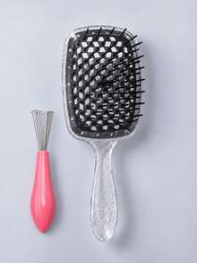 1set/1pc Shiny Handle Detangling Massage Comb, Wide Tooth Comb For Comfortable Styling, Easily Say Goodbye To Tangled Hair, Flexible And Elastic Bristles, No Pulling During Combing, Suitable For Dry And Wet Hair, Ideal For Home Use Or Travel, Rounded Bristles For Comfortable Touch, Gently Massage Scalp While Combing, Flat Surface, Easy To Clean Entangled Hair, Washable To Keep Clean, Lightweight And Portable - Multicolor - View 11