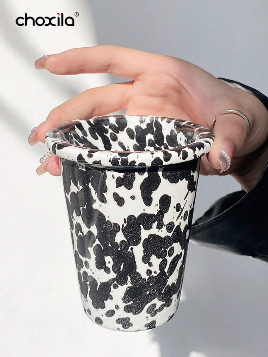 choxila 1pc Splatter Pattern Ceramic Mug, Ink Splatter Design With Rolled Rim, Glazed Handmade Coffee Cup, Suitable For Hot And Cold Drinks, Unique Gift For Coffee Lovers - Ink Coffee Cup - View 1