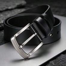 Men's Buckle Belt, Versatile Belt Suitable For Various Pant Styles, Fashionable Leather Belt, Men's Clothing Accessory, Durable Alloy Buckle, Suitable As A Gift - Black - View 2