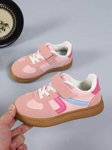 Sepatu Sneakers Anak Perempuan Shu Rui Warna Pink Manis, Sepatu Kasual Praktis dengan Perekat Velcro, Serbaguna untuk Penggunaan Sehari-hari di Dalam dan Luar Ruangan - Berwarna merah muda - View 1