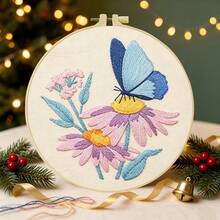 1PC 15*15cm/5.9*5.9in 20*20cm/7.9*7.9in,Dragonflies And Butterflies Embroidery Kit, DIY Handmade Embroidery Set For Adult Beginners, Home Gift, Women's Sewing Gift, Including User Manual, Printed Pattern Fabric, Embroidery Frame, Needle And Thread. - 15X15CM - View 5