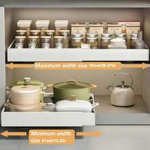 Organizador de Gabinete Extraíble Resistente, Estante de Almacenamiento Estilo Cajón con 3 Rieles de Deslizamiento Silencioso, Sin Necesidad de Perforación, Adecuado para Almacenamiento de Condimentos y Utensilios de Cocina, Organizador de Baño - Multicolor - Ver 5