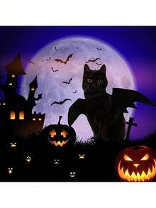 Pet Bat Wings Halloween Costume - Adjustable Design, Soft Polyester Material, Suitable For Cats And Small Dogs, Perfect For Halloween Role Play And Dress Up Games, Halloween, Halloween Decor, Autumn Decor, Gothic Style, Witch Elements, Fun And Elegant Gothic Bat Wing Design - Black - View 6