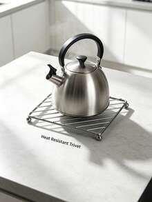 1pc Thickened Stainless Steel Trivet, Square Wire Anti-Scald Pot Stand, Raised Feet Heat Resistant Table Protector, Multipurpose Kitchen Cooling Rack, For Hot Kettle, Cookware & Hot Dishes, Household Dining Table Kitchen Tabletop Supplies Christmas - Multicolor - View 3