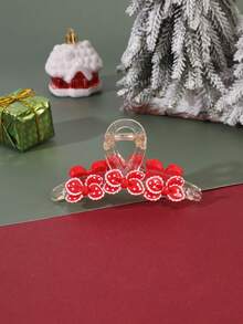 1pc Christmas Cartoon Resin Hair Claw Clip, Santa Claus Snowman Gingerbread Man Large Transparent Hair Accessory, Festive Style Bun Hair Ornament - Multicolor - View 4