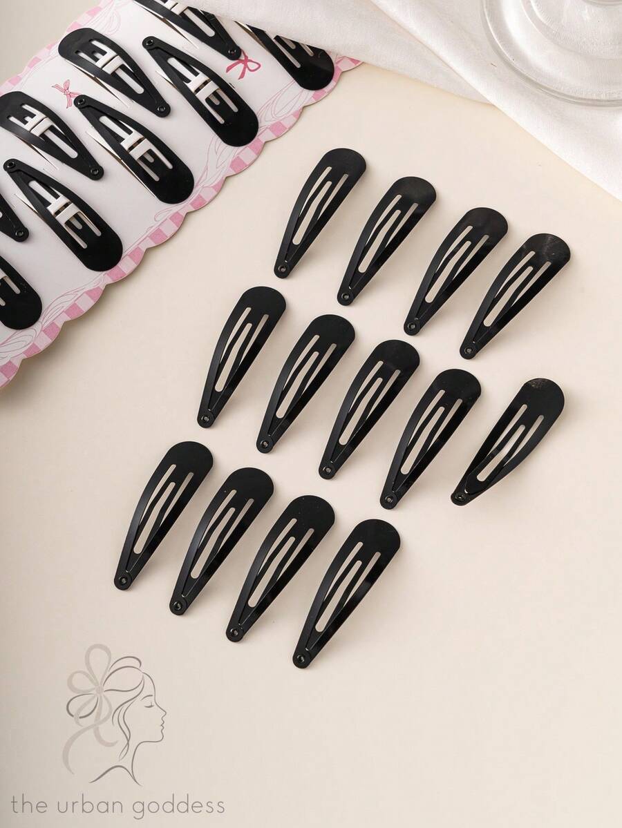 100pcs/Set Black 1.96 Inch Women Hair Clips - Suitable For Daily Styling, Braiding, Loose Hair, Bangs Fixing, Makeup And Bathing Multi-Functional Hair Accessories. - Black - View 1