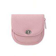 Half Moon Saddle Zipper Coin Purse, Twist Lock Lychee Grain Multi-Slot Card Holder - Multicolor - View 15