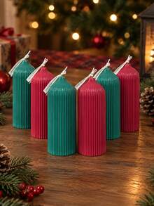 1 Piece Round Top Striped Scented Candle, Red And Green Striped Taper, Suitable For Lighting And Creating Festive Atmosphere, Home Decor, Tabletop Arrangement, Party, Holiday, Wedding, Photography Prop, Holiday Gift, Christmas - A - View 1