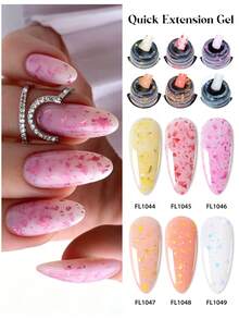 FOUR LILY 10ml Gold Foil Quick Build Gel - Shiny Fast Nail Extension, Soak-Off UV/LED Nail Gel, Suitable For DIY And Salon Manicure - Multicolor - View 1