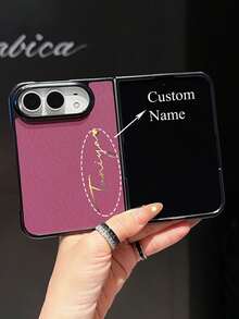 Personalized DIY Name Luxury Tech Fabric Case Compatible With IPhone 18 Fold Ultra Minimalist Stylish Shockproof Protective Cover Shell With Top Front Panel + Bottom Back Case - Burgundy - View 2