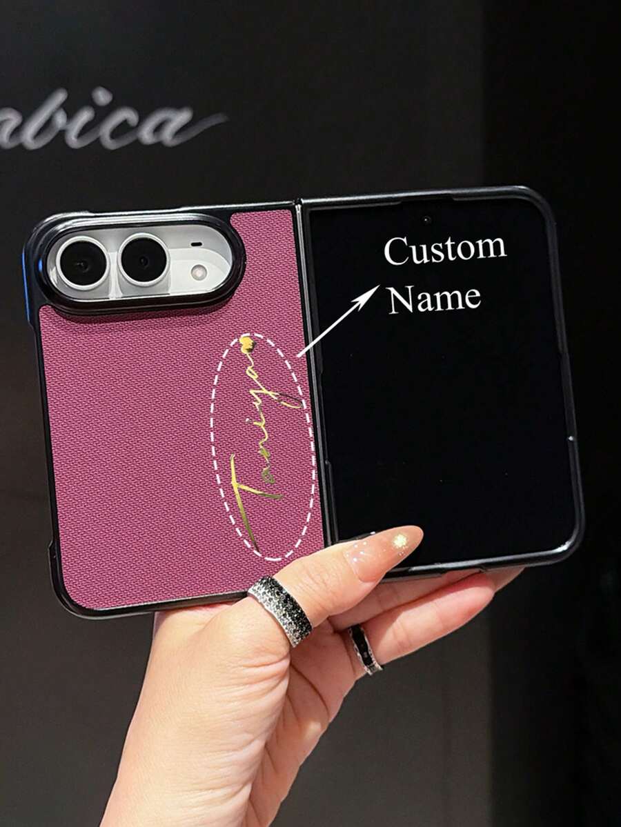 Personalized DIY Name Luxury Tech Fabric Case Compatible With IPhone 18 Fold Ultra Minimalist Stylish Shockproof Protective Cover Shell With Top Front Panel + Bottom Back Case